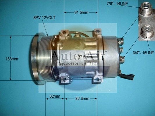 AUTO AIR 14-4813 Air Conditioning Compressor A/C Air Con Replacement 12V Voltage