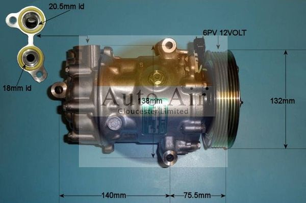 AUTO AIR 14-1067 Air Conditioning Compressor Fits Ford Transit Transit Tourneo