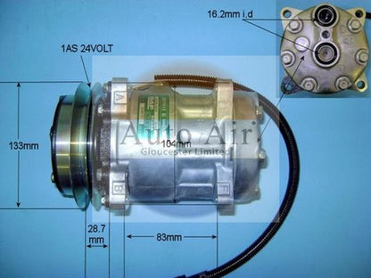 AUTO AIR 14-8182 Air Conditioning Compressor A/C Air Con Replacement 24V Voltage