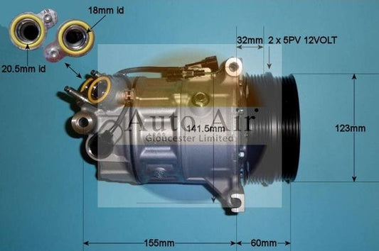 AUTO AIR 14-2068 Air Compressor A/C Air Con Air Conditioning Fits Volvo V40