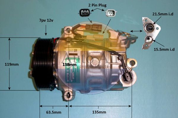 AUTO AIR 14-1359 Air Compressor A/C Air Con Air Conditioning Fits Renault