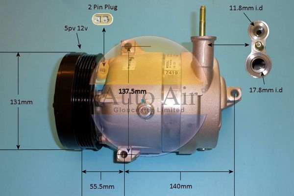 AUTO AIR 14-2095 Air Conditioning Compressor Fits Chevrolet Aveo / Kalos