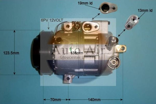 AUTO AIR 14-1413 Air Compressor A/C Air Conditioning Fits Hyundai Santa Fe