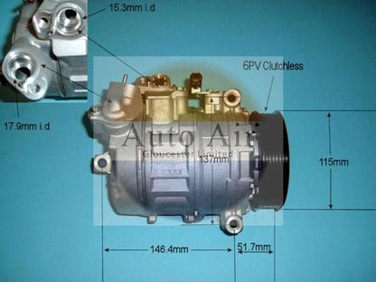 AUTO AIR 14-9644 Air Conditioning Compressor A/C Air Con Replacement Fits BMW