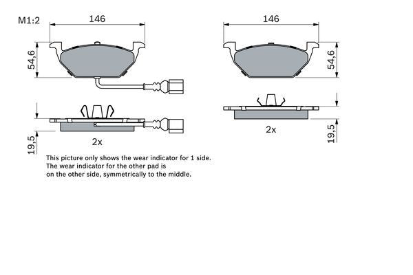 Bosch 0986494019 Disc Brake Brake Pad Set Fits Audi VW