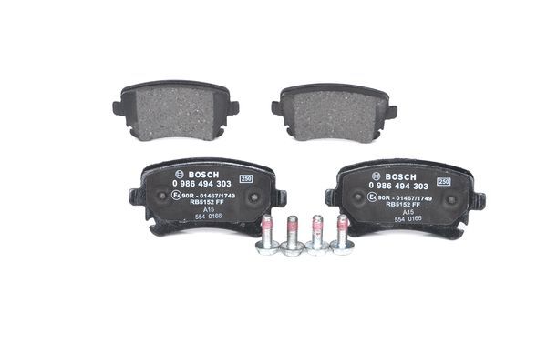 BOSCH 0986494303 Brake Pad Set For Disc Brake Rear 17.5mm Thickness Fits Audi VW