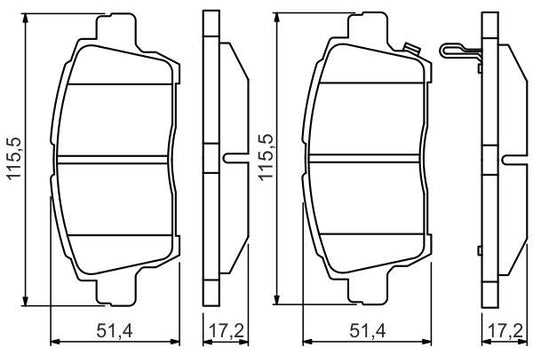 BOSCH 0986495242 Brake Pad Set For Disc Brake Front 17.2mm Thickness Fits Toyota