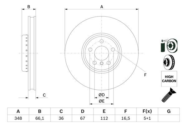 Bosch 0986479F59 Brake Disc Front Right Braking System Replacement Fits BMW