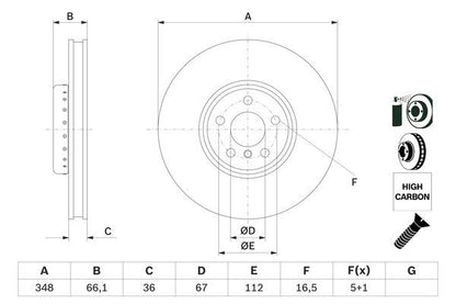 Bosch 0986479F59 Brake Disc Front Right Braking System Replacement Fits BMW