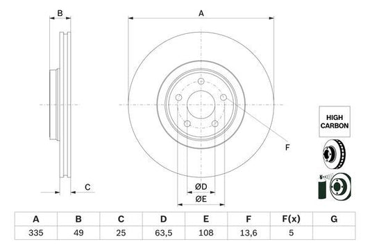 Bosch 0986479F80 Brake Disc Front Braking System Replacement Fits Ford Focus