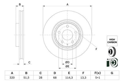 Bosch 0986479H02 Brake Disc Front Braking System Fits Mazda CX-5 Mazda6