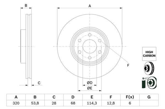 Bosch 0986479H29 Brake Disc Front Braking System Fits Mercedes-Benz X-Class
