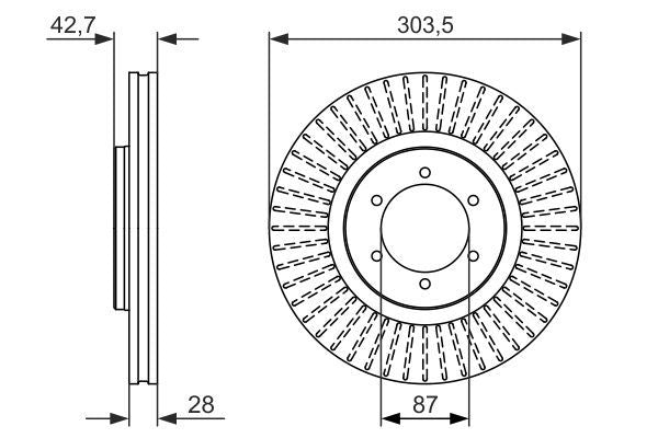 Bosch 0986479694 Brake Disc Front Braking Replacement Fits Hyundai Terracan