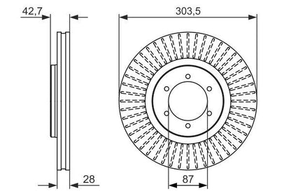 Bosch 0986479694 Brake Disc Front Braking Replacement Fits Hyundai Terracan