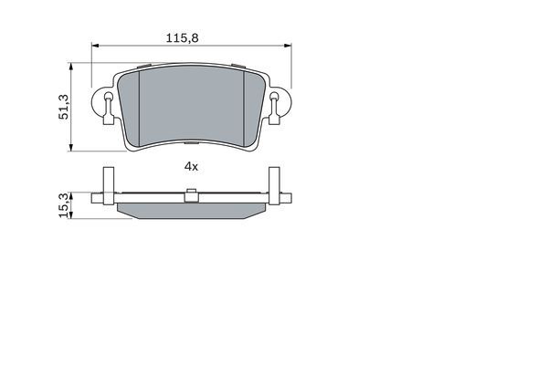 BOSCH 0986494043 Disc Brake Pad Set Rear Fits Nissan Opel Renault Vauxhall