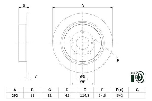 BOSCH 0986479H27 Brake Disc Rear Solid 292mm Outer Diameter Fits Toyota C-HR