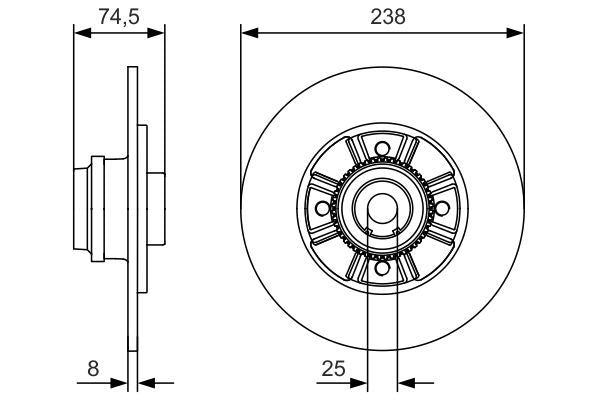 Bosch 0986479759 Brake Disc Rear Braking Fits Renault Clio Megane Thalia