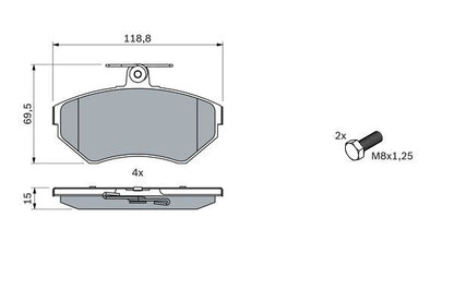 BOSCH 0986494010 Brake Pad Set For Disc Front Low-Metallic Fits Seat VW