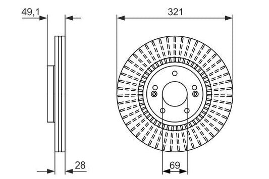 BOSCH 0986479786 Brake Disc Front Vented 321mm Outer Ø Fits Santa Fe Kia Sorento