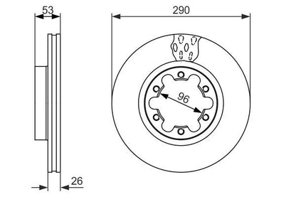 Bosch 0986479141 Brake Disc Front Braking Fits Nissan Cabstar NT400 Cabstar