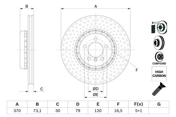 BOSCH 0986479E21 Brake Disc Front 2-Piece Vented Fits BMW 3 Series 4 Series