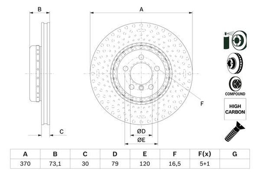 BOSCH 0986479E21 Brake Disc Front 2-Piece Vented Fits BMW 3 Series 4 Series