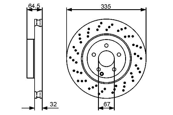 Bosch 0986479413 Brake Disc Front Braking System Fits Mercedes-Benz S-Class