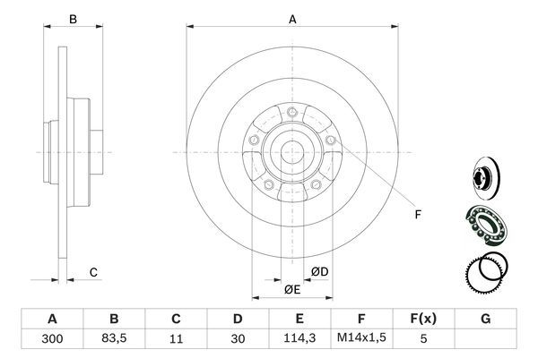 Bosch 0986479445 Brake Disc Rear Braking System Fits Renault Laguna Latitude
