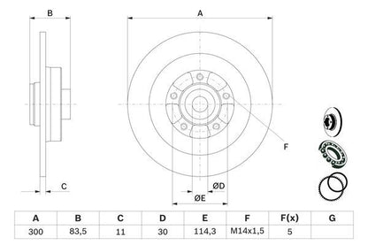Bosch 0986479445 Brake Disc Rear Braking System Fits Renault Laguna Latitude