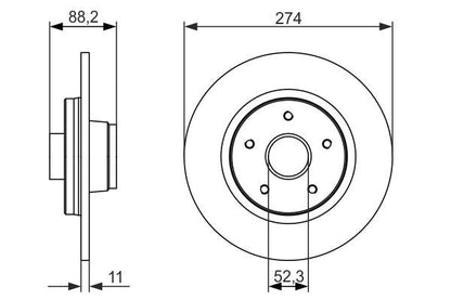 Bosch 0986479695 Brake Disc Rear Braking System Replacement Fits Renault