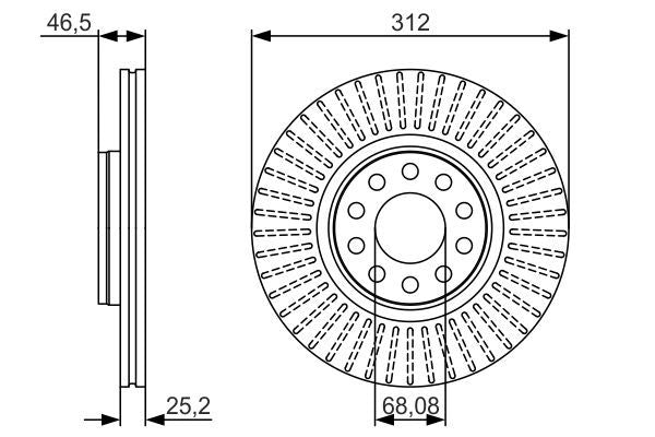 Bosch 0986479A30 Brake Disc Front Braking System Fits Skoda Superb VW Passat