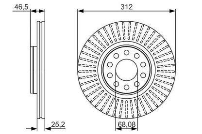 Bosch 0986479A30 Brake Disc Front Braking System Fits Skoda Superb VW Passat