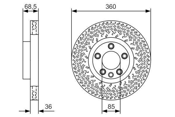 Bosch 0986479B12 Brake Disc Front Left Fits Porsche Cayenne VW Touareg