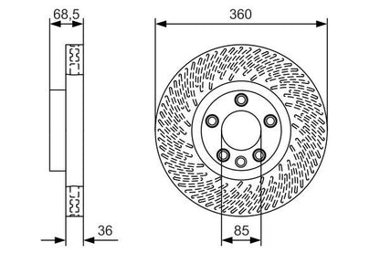 Bosch 0986479B12 Brake Disc Front Left Fits Porsche Cayenne VW Touareg