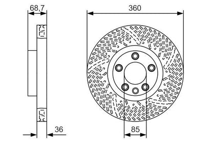 Bosch 0986479B13 Brake Disc Front Right Fits Porsche Cayenne VW Touareg