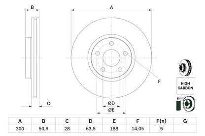 Bosch 0986479D44 Brake Disc Front Braking System Fits Ford Galaxy S-Max