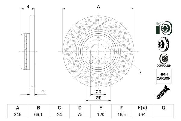 Bosch 0986479E05 Brake Disc Rear For BMW 1 Series 2 Series 3 Series 4 Series