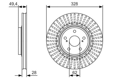 Bosch 0986479T00 Brake Disc Front Braking Fits Lexus RX Toyota Camry RAV4