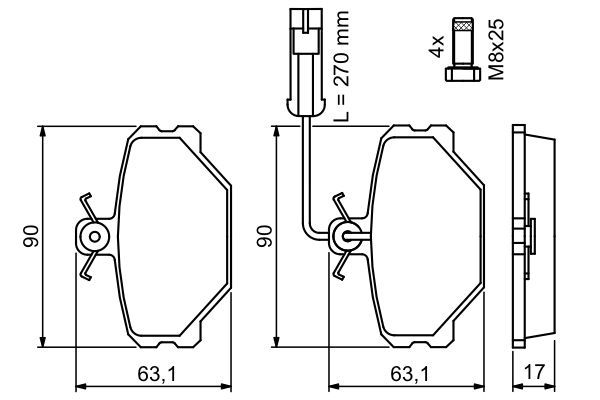 BOSCH 0986491050 Disc Brake Pad Set Front Fits Fiat Tempra Tipo Lancia Dedra