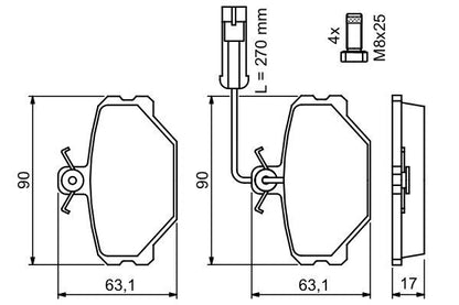 BOSCH 0986491050 Disc Brake Pad Set Front Fits Fiat Tempra Tipo Lancia Dedra