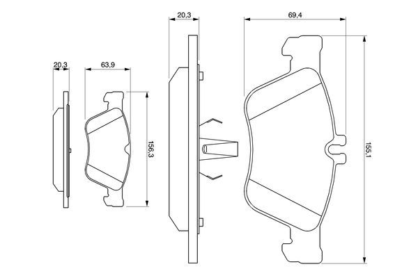 BOSCH 0986494001 Brake Pad Set Front Low-Metallic Fits Chrysler Mercedes-Benz