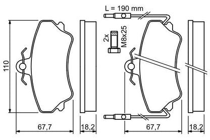 BOSCH 0986494056 Disc Brake Pad Set Front Low-Metallic Fits Renault Espace