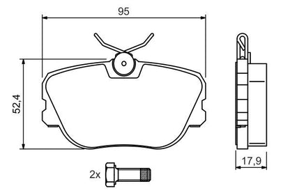 BOSCH 0986494058 Disc Brake Pad Set Front Low-Metallic Fits Mercedes-Benz 190