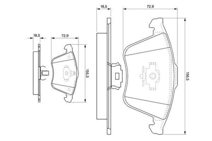BOSCH 0986494077 Disc Brake Pad Set Front Low-Metallic Fits Saab 9-3 Volvo V40