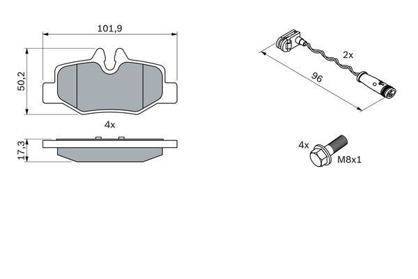 BOSCH 0986494082 Brake Pad Set For Disc Low-Metallic Fits MERCEDES-BENZ