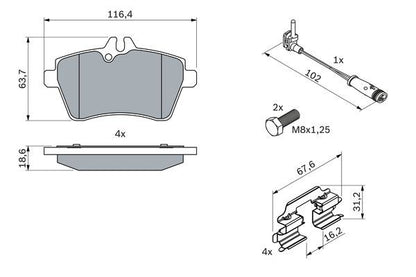 BOSCH 0986494087 Disc Brake Pad Set Front Low-Metallic For Mercedes-Benz A-Class