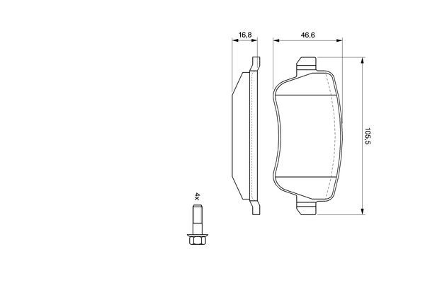 BOSCH 0986494125 Brake Pad Set For Disc Rear Low-Metallic Fits Fiat Croma
