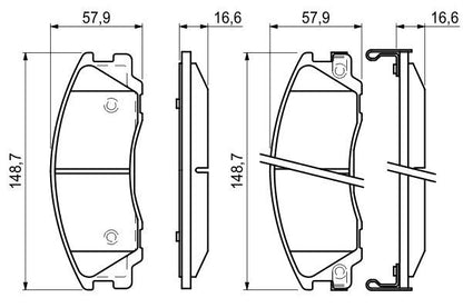 BOSCH 0986494138 Disc Brake Pad Set Front Low-Metallic Fits Hyundai Terracan