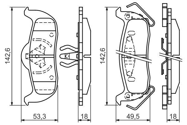 BOSCH 0986494142 Disc Brake Pad Set Rear Fits Jeep Commander Grand Cherokee