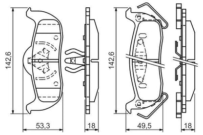 BOSCH 0986494142 Disc Brake Pad Set Rear Fits Jeep Commander Grand Cherokee